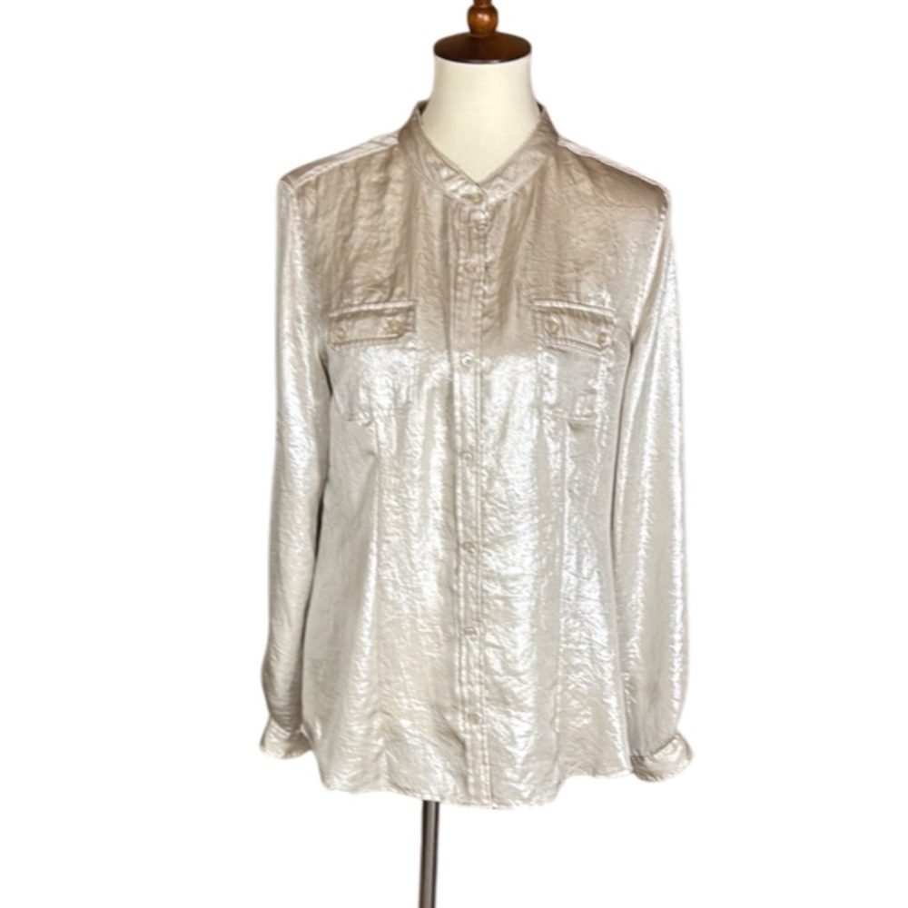 Calvin Klein metallic champagne blouse Size Large
